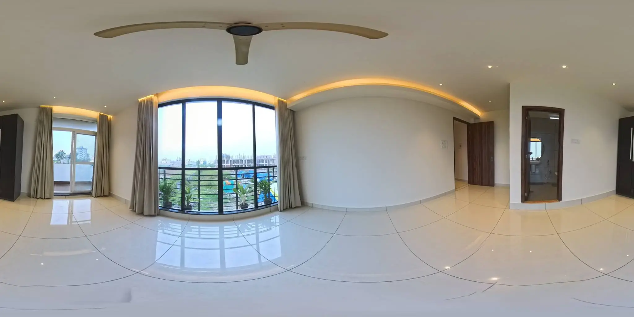 360° view of the living room opening to the balcony